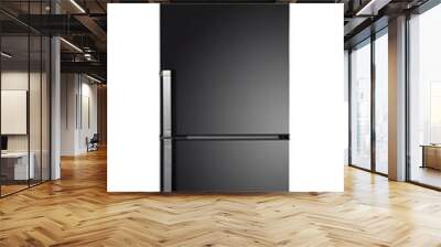 two door shiny black refrigerator isolated on white Wall mural