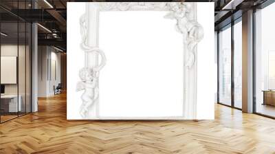 White picture frame with angels with clipping path. Wall mural