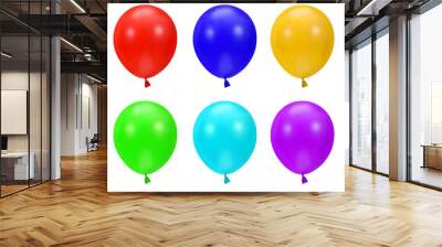 color balloons isolated on white Wall mural