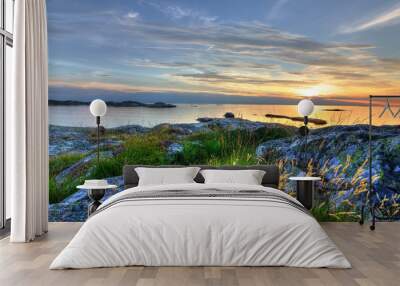 Beautiful sunset on Swedish west coast Wall mural