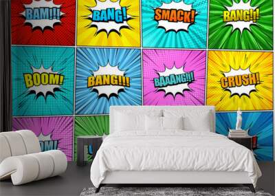 Comic book page backgrounds set Wall mural