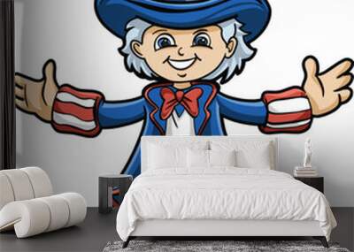 cute patriot uncle sam celebrate 4th of july Wall mural