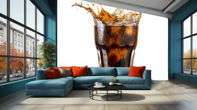 glass of cool cola splash with ice png isolated on transparent background Wall mural