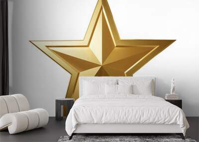 Gold stars 3d render gold star png isolated on transparent background Wall mural