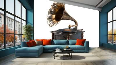 Gramophone vintage music player png isolated on transparent background Wall mural