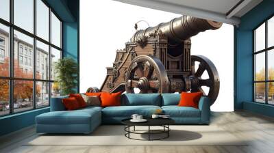 Medieval canon firing isolated on transparent background Wall mural