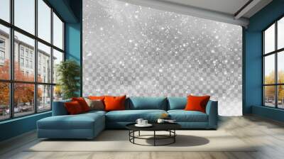 Falling Christmas Shining transparent beautiful, little snow isolated on transparent background. Snow flakes, snow background. heavy snowfall, snowflakes in different shapes and forms. Wall mural