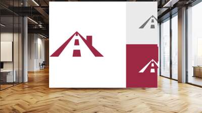 House roof with road logo design Wall mural