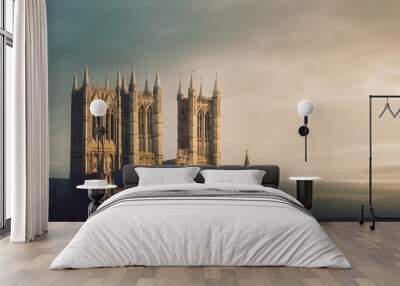 A shot of Lincoln Cathedral during a sunset Wall mural