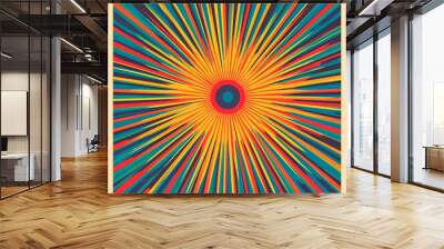 Abstract Colorful Sunburst Radial Background Design Wall mural