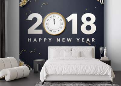  happy new year 2018 gold and black collors place for text chris Wall mural