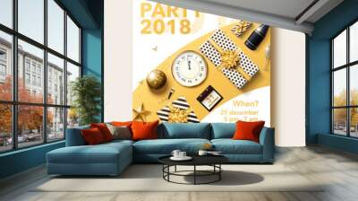  happy new year 2018 gold and black collors place for text chris Wall mural