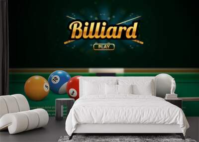 billiard table front view balls sport theme Wall mural