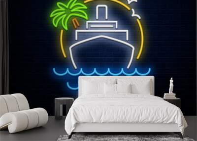 cruise neon banner isolated on brick wall Wall mural