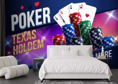 vector illustration of casino chips, cards and place for text poker club texas holdem Wall mural