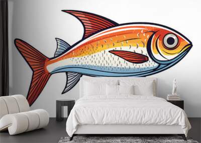 Captivating Colors: 2D Illustration of the Stunning Fish Flame Tetra Wall mural