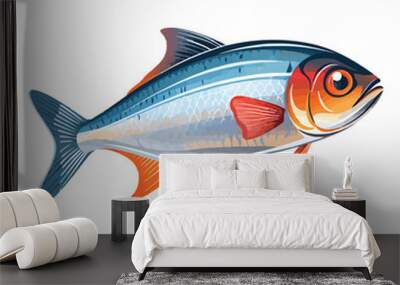 Graceful Finned Beauty: Rummynose Tetra in Mesmerizing 2D Illustration Wall mural