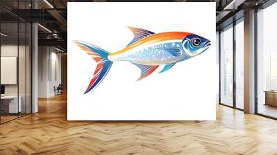 Luminous Aquatic Beauty: Captivating 2D Neon Tetra Illustration Wall mural