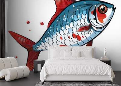 Mesmerizing Aquatic Art: Illustration Featuring the Fish Bleeding Heart Tetra Wall mural