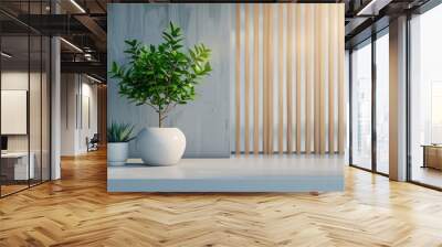 Modern Office Backdrop Image with Plants and Natural Light, Professional Decor for Zoom Meetings, Virtual Backgrounds, and Video Calls Wall mural