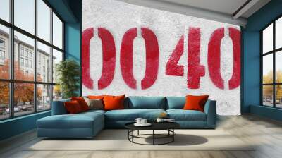 Red Number 0040 Wall mural