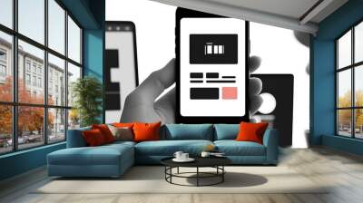 Smartphone in hand showcasing mobile app interface and technology innovation Wall mural