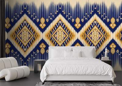 Vibrant Tribal Geometric Pattern with Ethnic Ornamental Design for Seamless Background or Wallpaper Wall mural