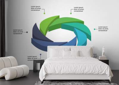 leaf chart template for infographic for presentation for 7 element Wall mural