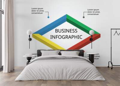 square chart template for infographic for presentation for 4 element Wall mural