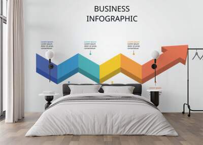 timeline arrow step chart template for infographic for presentation for 6 element Wall mural