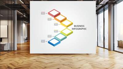 timeline ladder level for infographic presentation template with 6 element for banner Wall mural