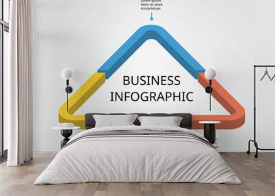 triangle chart template for infographic for presentation for 3 element Wall mural