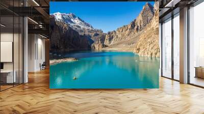 attabad lake in autumn with clear blue sky Wall mural