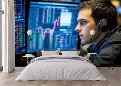 Futures contracts: Financial trader working with futures contracts on a large monitor Wall mural