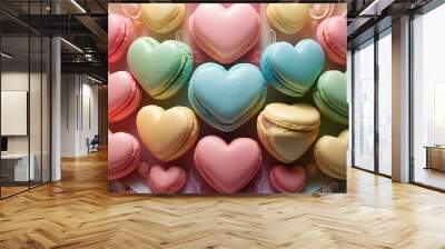 Heartshaped macaroons Wall mural