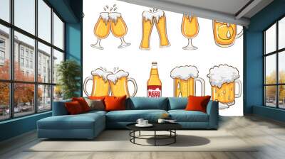 beer mug vector set graphic clipart design Wall mural