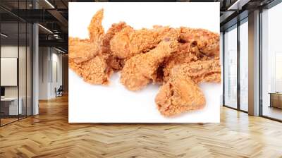 Fried chickens isolated on white background Wall mural