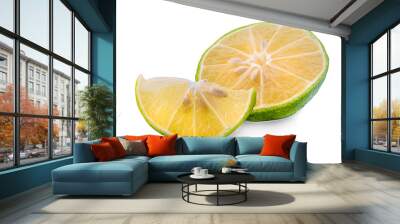 lime citrus fruit (lime cut) isolated on white background Wall mural