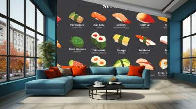 Sushi vector set collection graphic design Wall mural