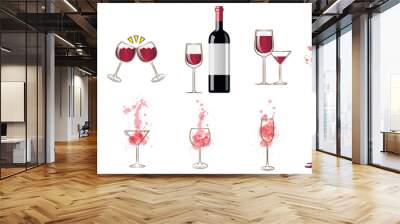 Wine glass vector set collection graphic clipart design Wall mural