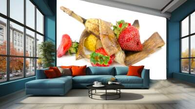 Fruit waste on a white background Wall mural