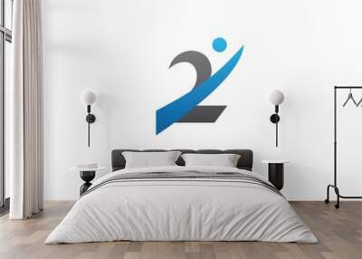 number 2 with human logo design icon inspiration Wall mural