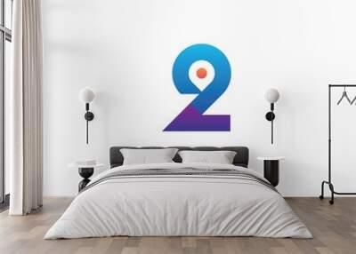 number 2 with location logo design icon inspiration Wall mural