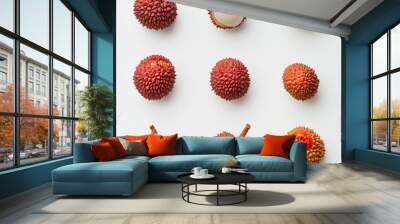 lychees on a clean white background Wall mural