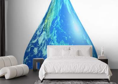 Earth in Water Drop on transparent background. Earth day concept and environmental protection. Elements of this image furnished by NASA. World Water Day Wall mural