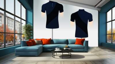 Polo shirt design back and front, dark blue color Wall mural