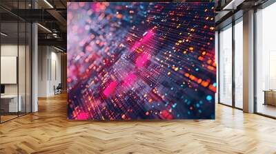 Neon High Tech Digital Circuit Concept of Computer Circuit. 3D render Wall mural