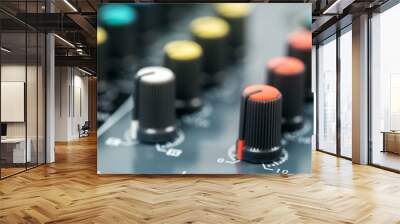 Close-up of volume buttons control of the audio mixer. Selective focus Wall mural