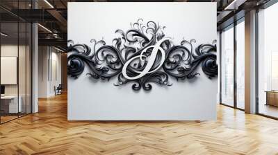 Ambigram tattoo style white background the letter D Wall mural