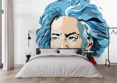 colored portrait of Ludwig van Beethoven Wall mural